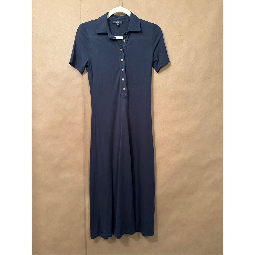 Rag & Bone Navy Maxi Button Front Dress